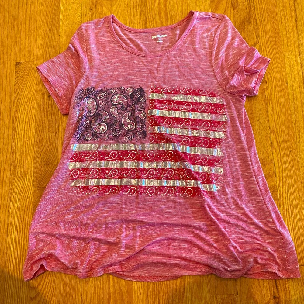 Pink Kim Rogers American Flag Shirt